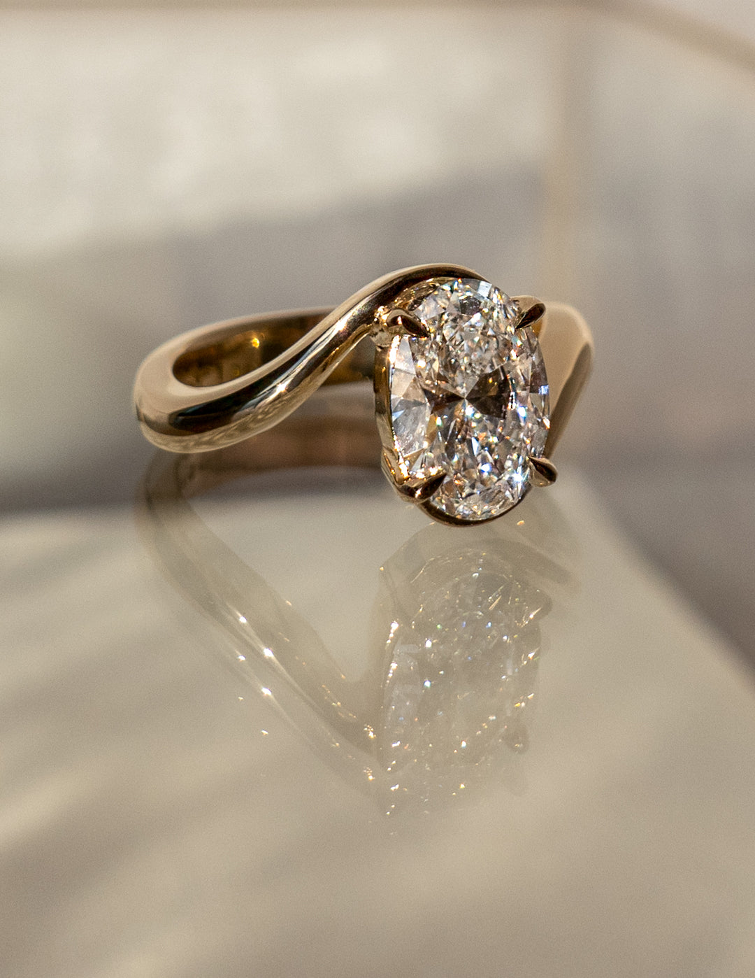 1.0 - 3.0 CT Oval Cut Lab Grown Diamond Bypass Engagement Ring
