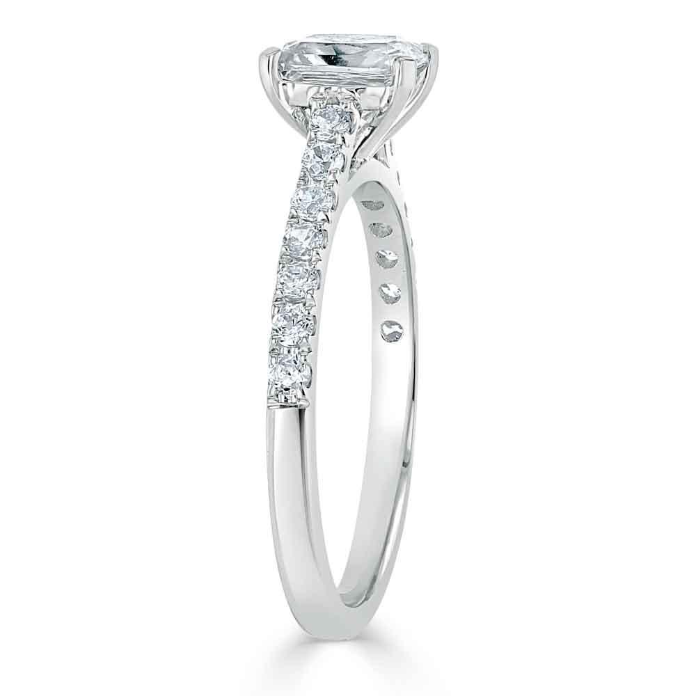 0.75 CT Radiant Cut Solitaire Pave Setting Engagement Ring