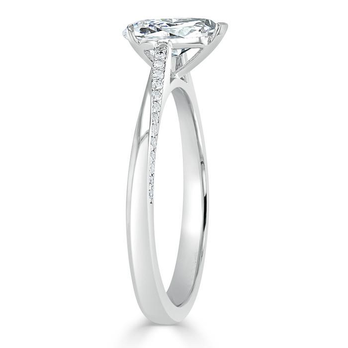 0.75 CT Pear Cut Solitaire Moissanite Engagement Ring