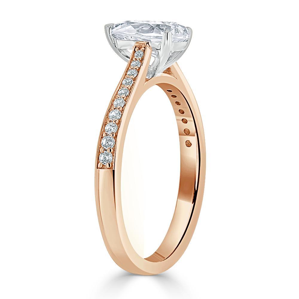 0.75 CT Pear Cut Solitaire Engagement Ring With Channel Pave Setting