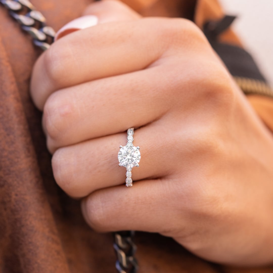 1.80 CT Round Cut Solitaire Moissanite Engagement Ring