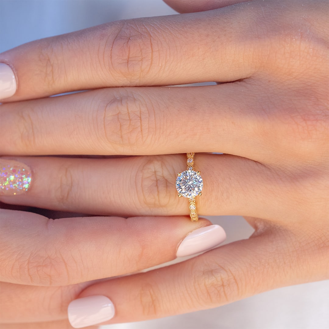 1.50 CT Round Cut Solitaire Moissanite Engagement Ring