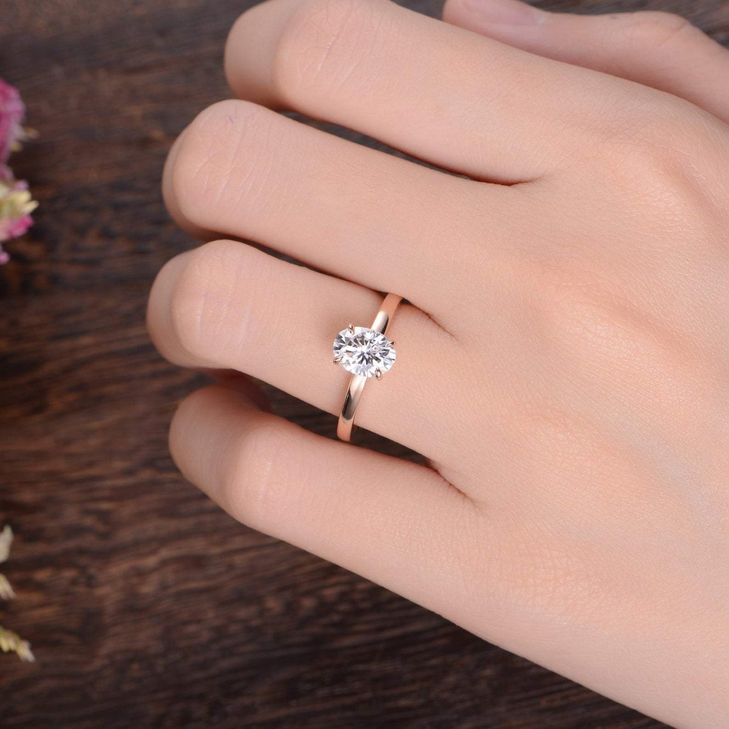 0.75 CT Oval Solitaire Moissanite Engagement Ring