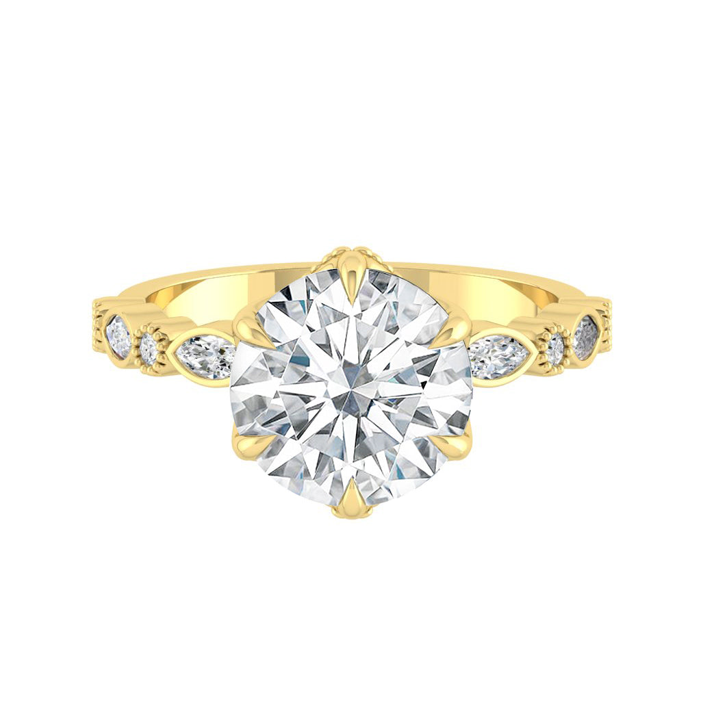 4.11 CT Round Cut Pave Moissanite Engagement Ring