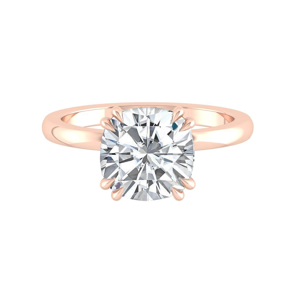 2.0 CT Cushion Cut Solitaire Moissanite Engagement Ring