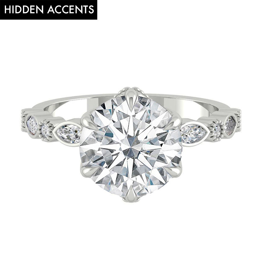 4.11 CT Round Cut Pave Moissanite Engagement Ring