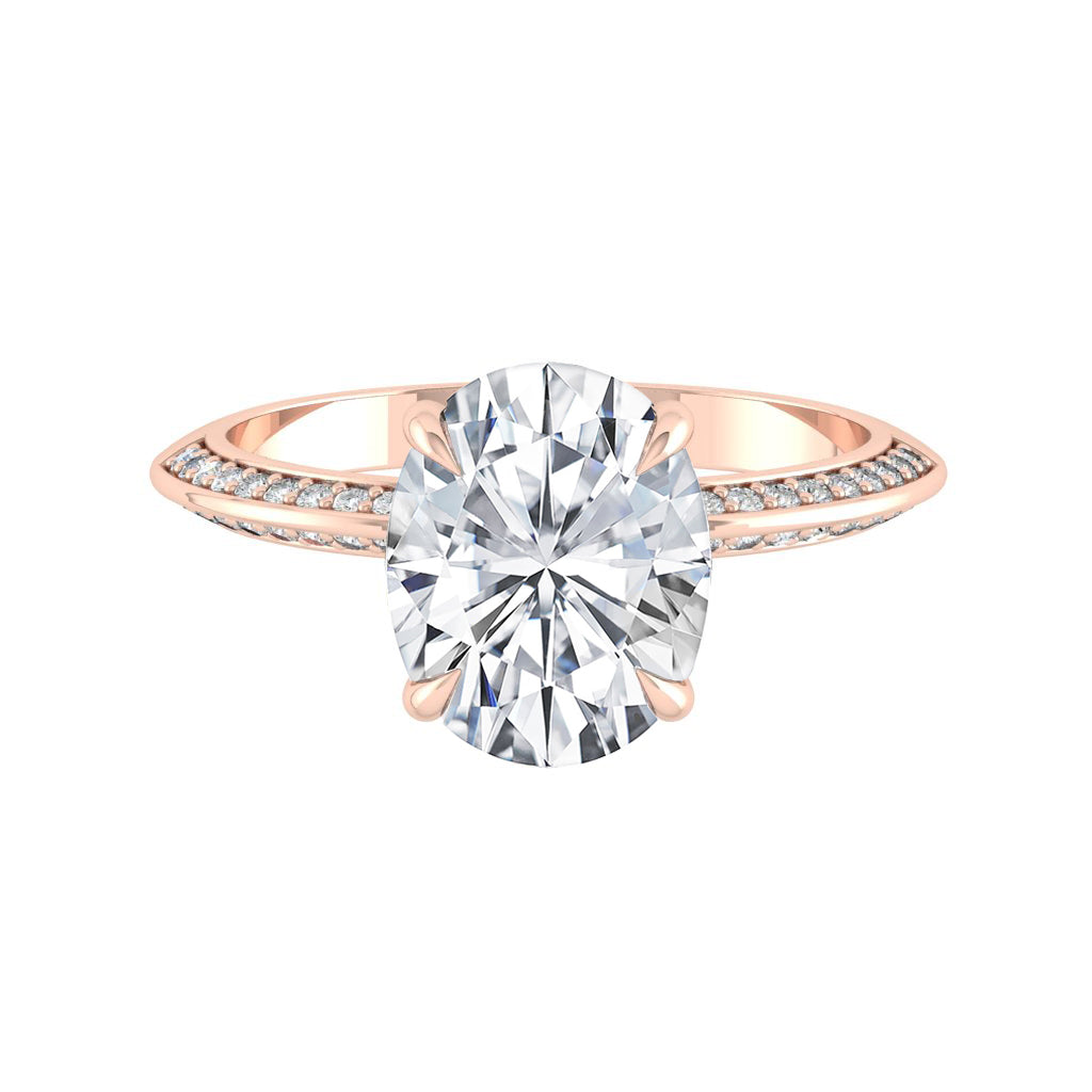 5.18 CT Oval Cut Hidden Halo Moissanite Engagement Ring