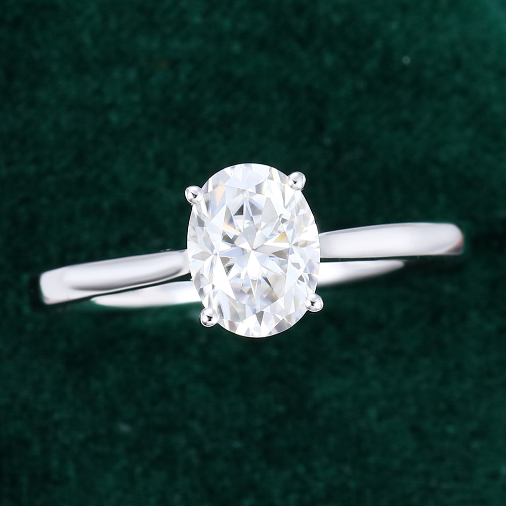 1.33 CT Oval Shaped Moissanite Solitaire Engagement Ring