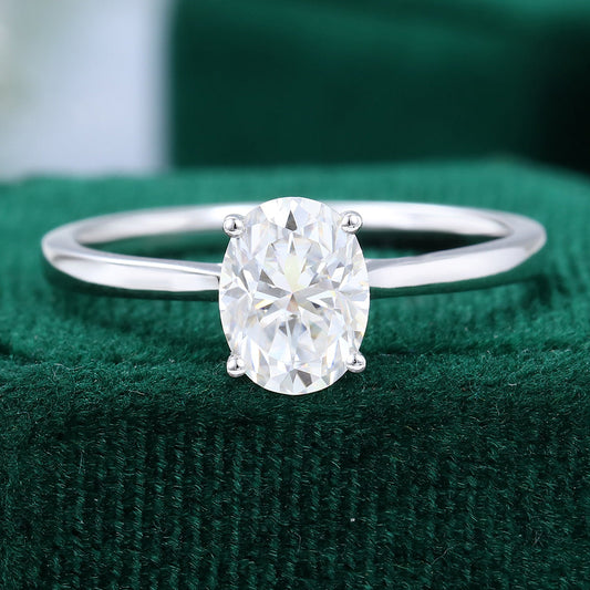 1.33 CT Oval Shaped Moissanite Solitaire Engagement Ring