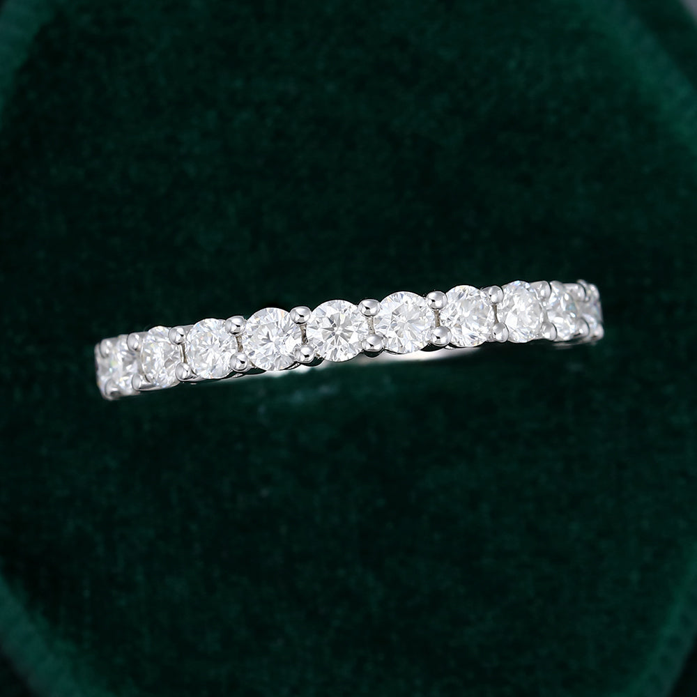 0.78 CT Round Moissanite Half Eternity Wedding Band