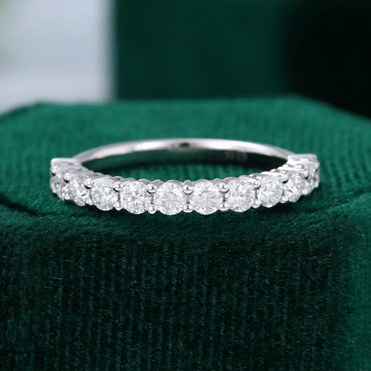 0.78 CT Round Moissanite Half Eternity Wedding Band