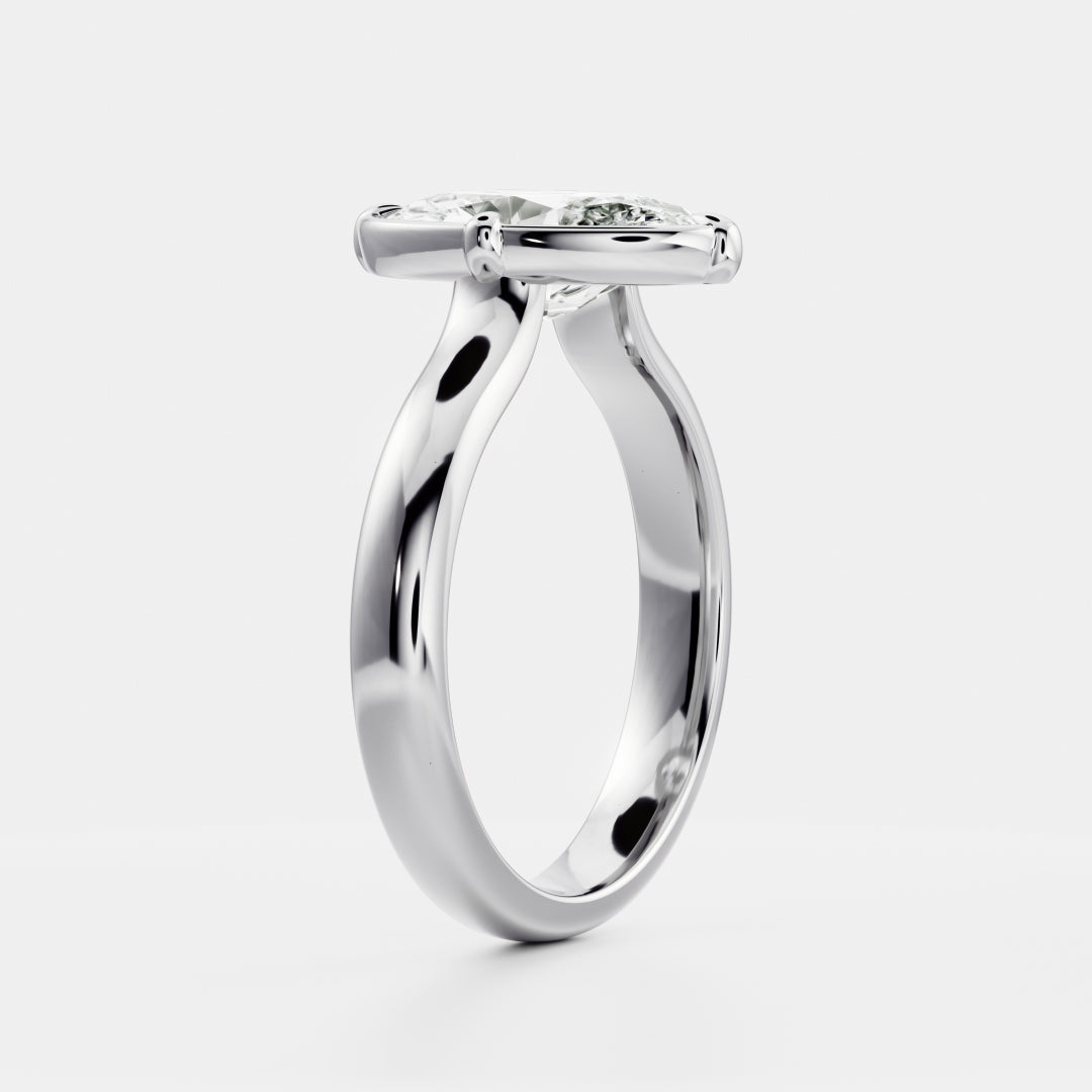 2 CT Moval : Bezel Solitaire Prongs Lab Grown Diamond Engagement Ring