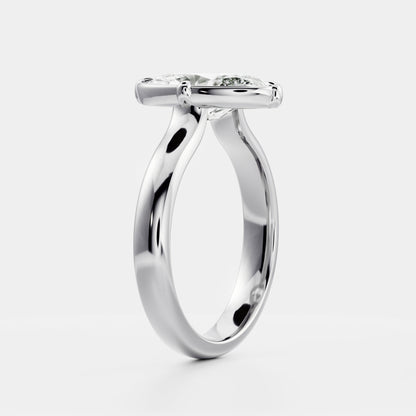 2 CT Moval : Bezel Solitaire Prongs Lab Grown Diamond Engagement Ring