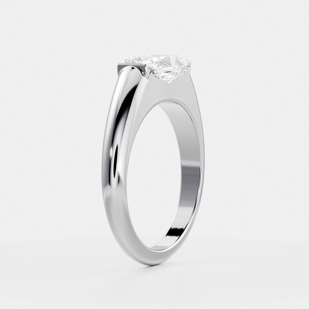 1.5 CT Radiant: Half Bezel Signet Lab Grown Diamond