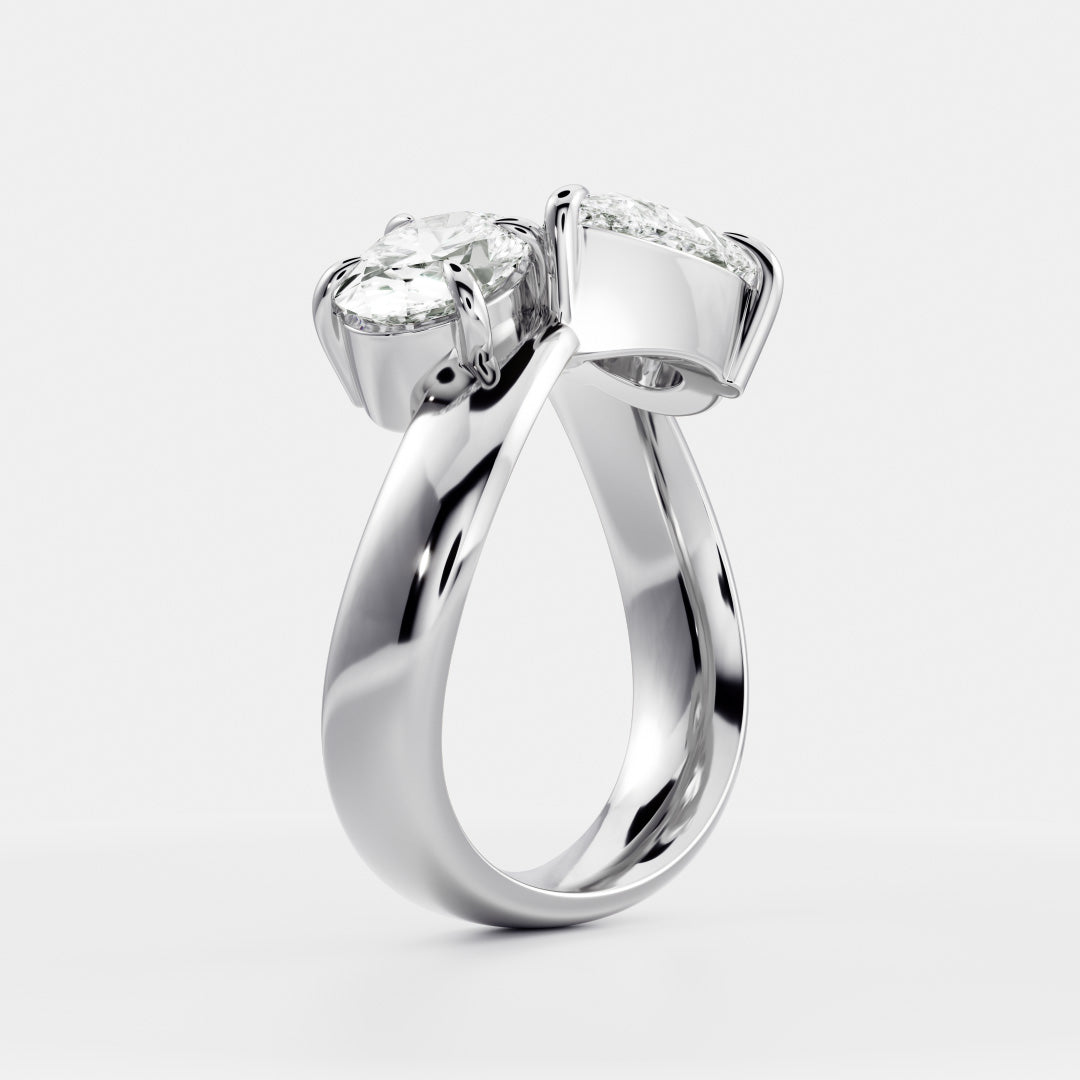 3 CT Oval & Pear: Toi Et Moi Curved Lab Grown Diamond