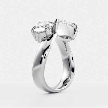 3 CT Oval & Pear: Toi Et Moi Curved Lab Grown Diamond