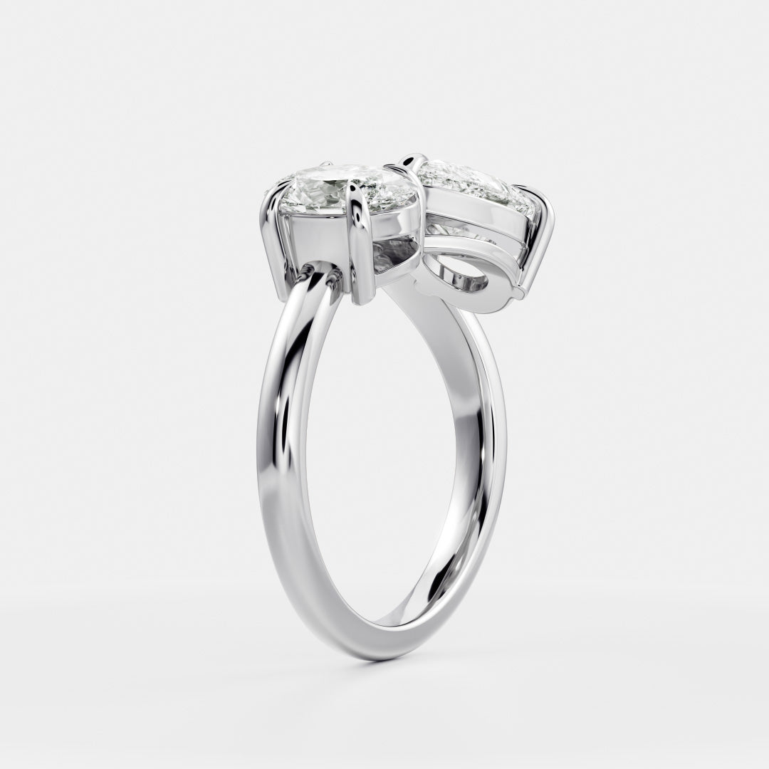 2 CT Oval & Pear: Curved Toi Et Moi Lab Grown Diamond