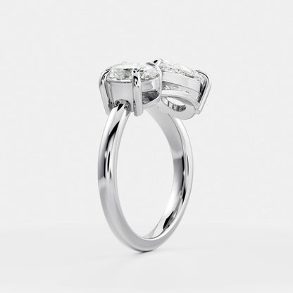 2 CT Oval & Pear: Curved Toi Et Moi Lab Grown Diamond