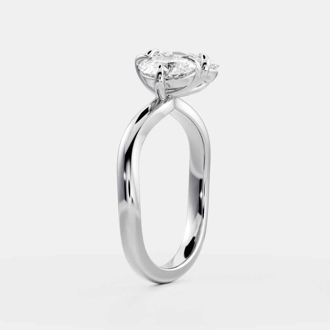 2 CT Pear & Oval: Curved Toi Et Moi Lab Grown Diamond Engagement Ring