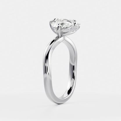 2 CT Pear & Oval: Curved Toi Et Moi Lab Grown Diamond Engagement Ring