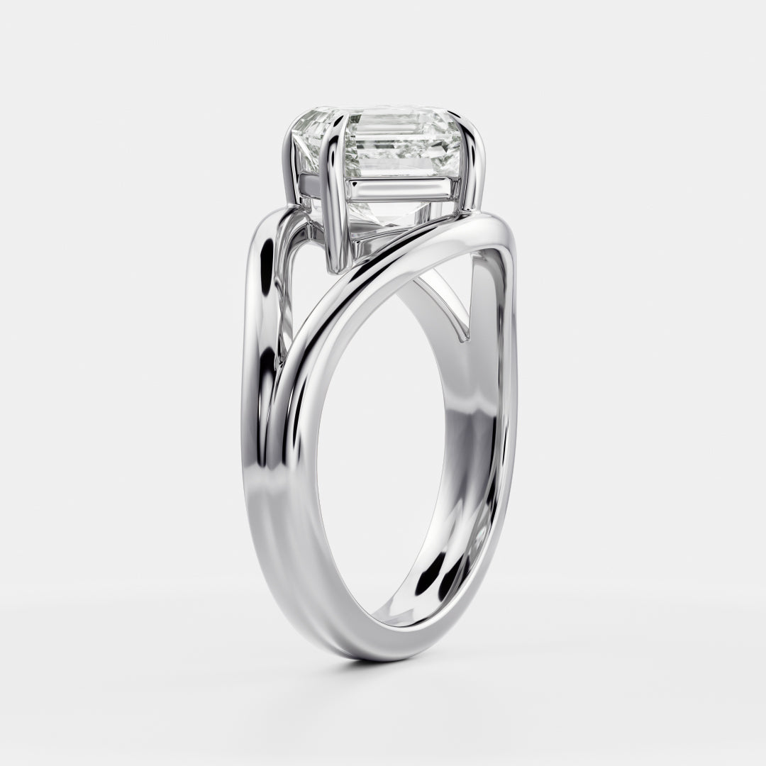 East-West Asscher: Split Shank Lab Grown Diamond