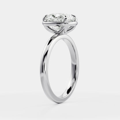 2.5 CT Old Min Cushion: Pronged Bezel Lab Grown Diamond Engagement Ring