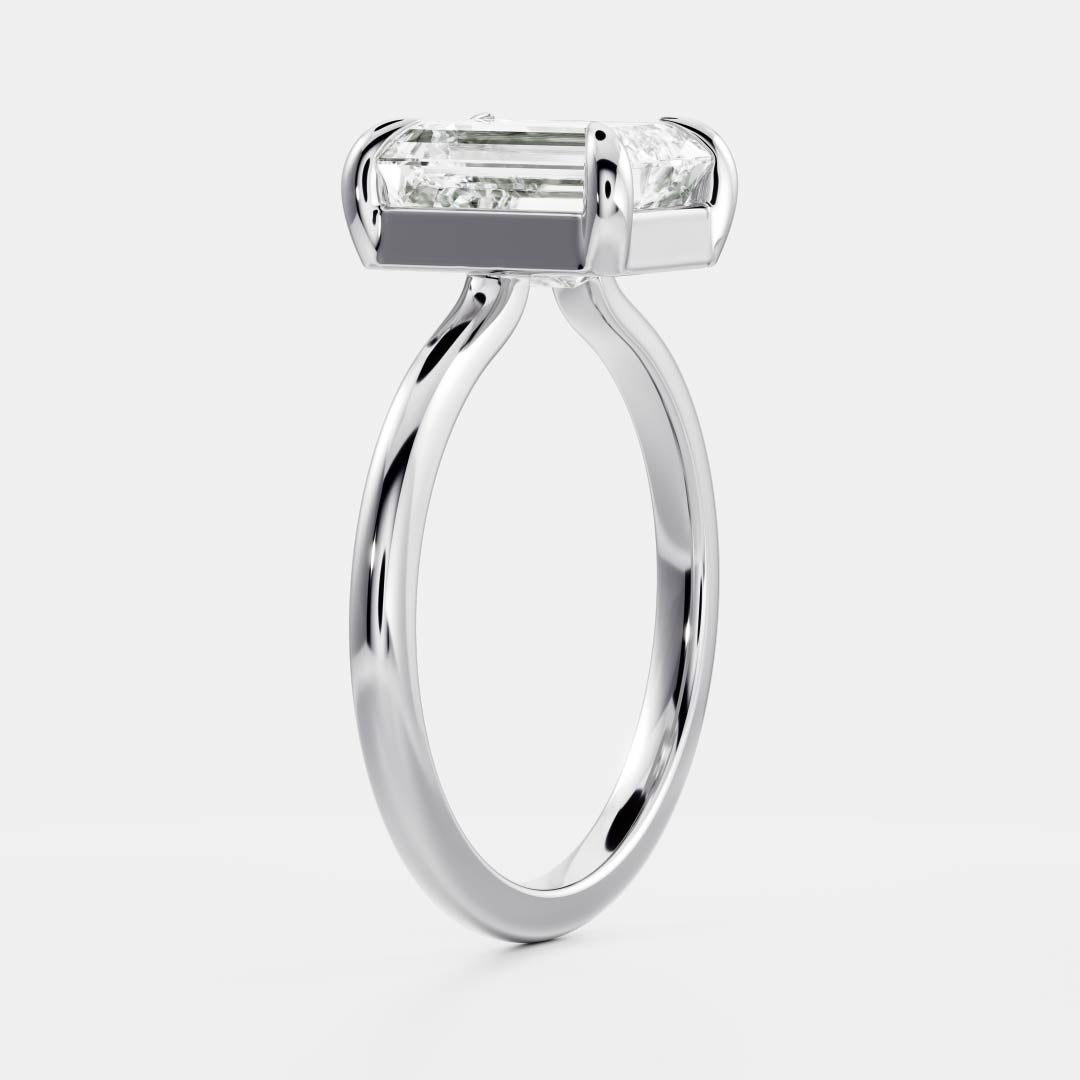 2 CT Emerald: Solitaire Lab Grown Diamond Engagement Ring
