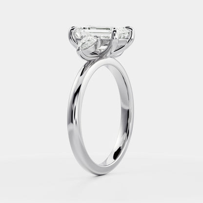 Emerald: Three Stone Lab Grown Diamond