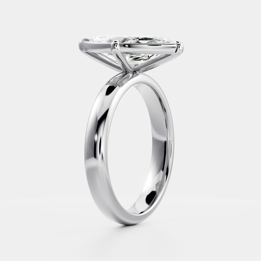 2.5 CT Marquise: Pronged Bezel Lab Grown Diamond Engagement Ring