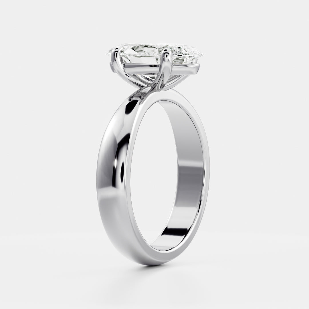 2.5 CT Moval: Chunky Solitaire Lab Grown Diamond Engagement Ring