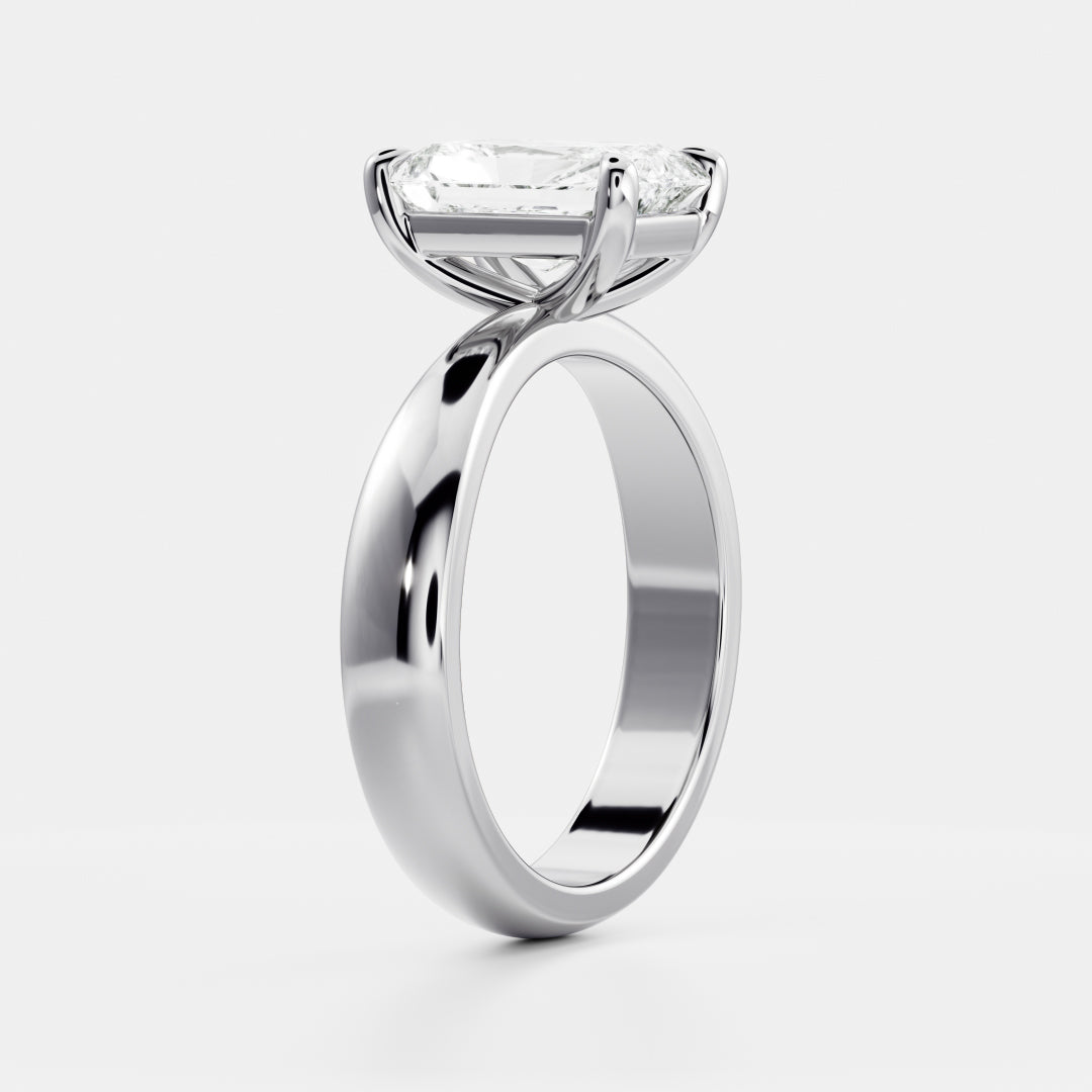 Radiant: Tapered Solitaire Lab Grown Diamond Engagement Ring
