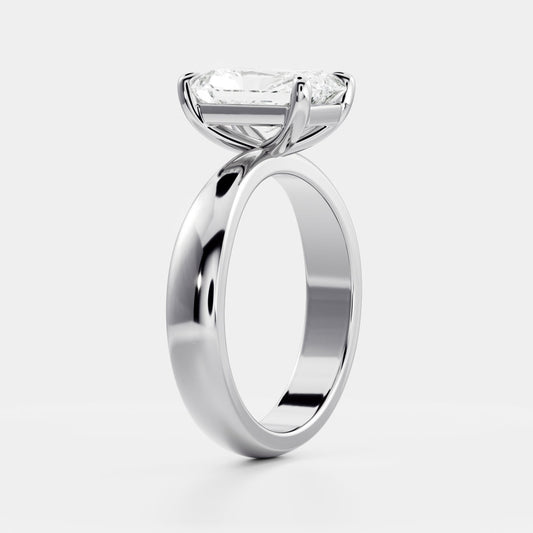 Radiant: Tapered Solitaire Lab Grown Diamond Engagement Ring