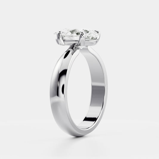 Pear: Tapered Solitaire Lab Grown Diamond Engagement Ring