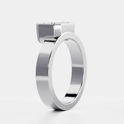 East-West Emerald: Chunky Bezel Solitarie Lab Grown Diamond