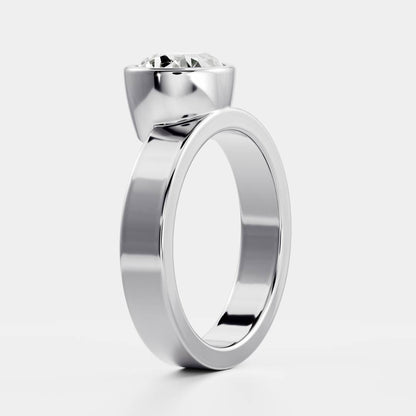East-West Pear: Chunky Bezel Solitaire Lab Grown Diamond