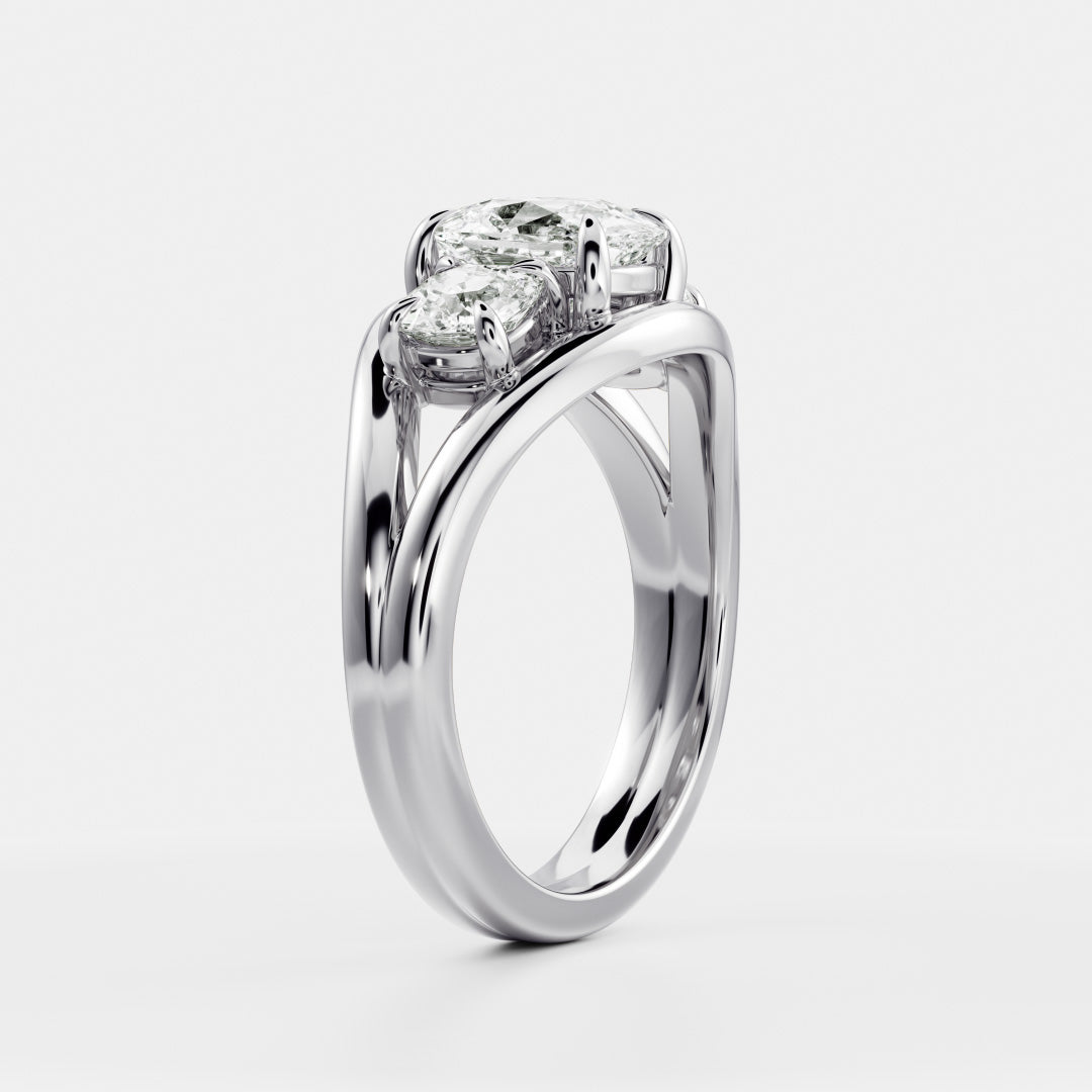2.5 CT Elongated Cushion Split Shank Lab Grown Diamond Engagement Ring