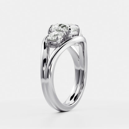 2.5 CT Elongated Cushion Split Shank Lab Grown Diamond Engagement Ring
