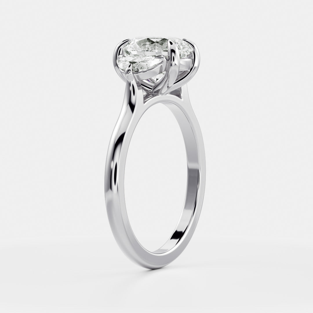 2.5 CT Oval: Three Stone Lab Grown Diamond