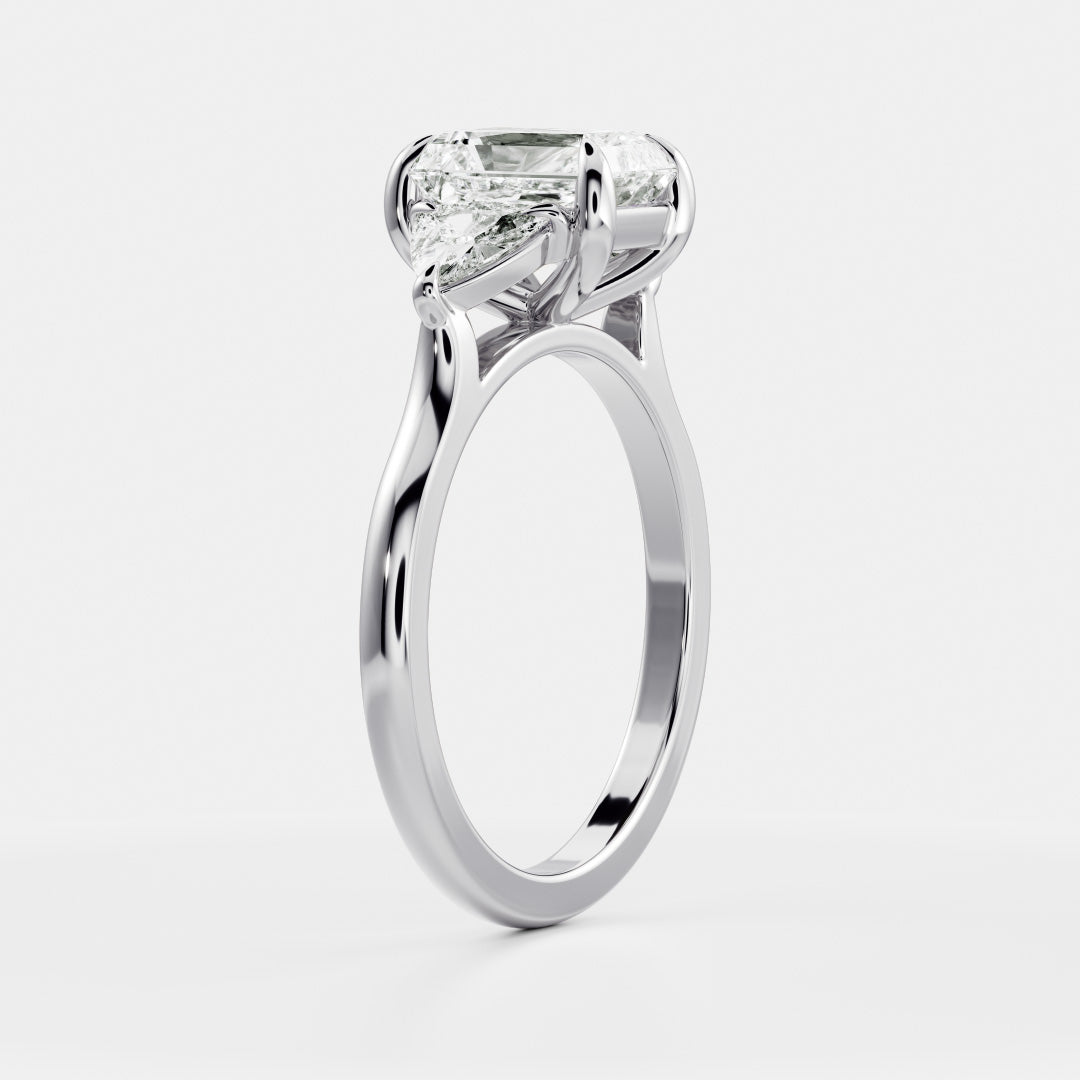 2 CT Radiant: Three Stone Lab Grown Diamond Engagement Ring