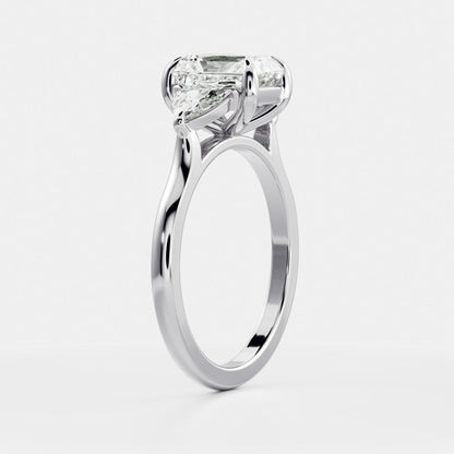 2 CT Radiant: Three Stone Lab Grown Diamond Engagement Ring