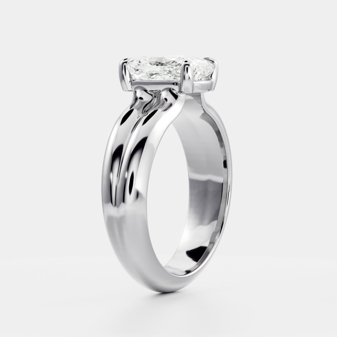 2 CT Elongated Cushion: Pronged Bezel Lab Grown Diamond Engagement Ring