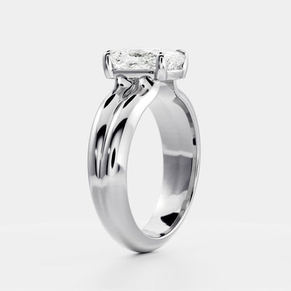 2 CT Elongated Cushion: Pronged Bezel Lab Grown Diamond Engagement Ring