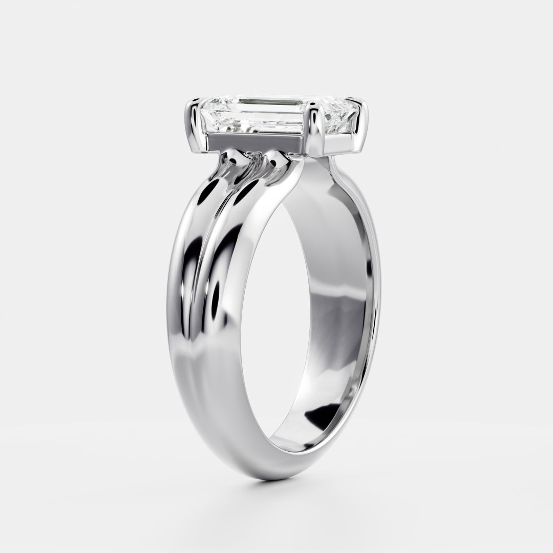 2 CT Emerald: Chunky Solitaire Lab Grown Diamond Engagement Ring