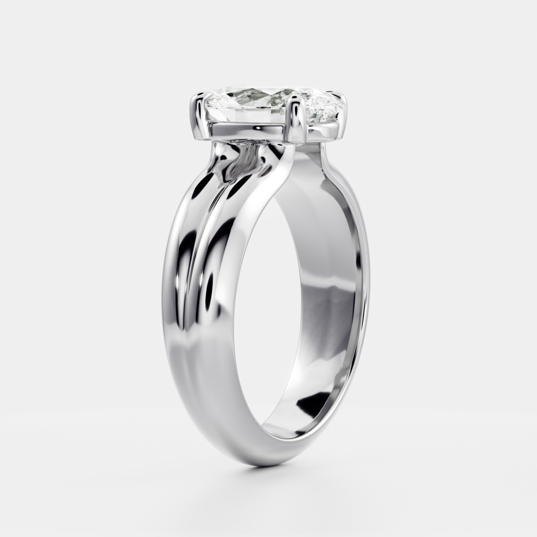 2 CT Oval: Pronged Bezel Lab Grown Diamond Engagement Ring