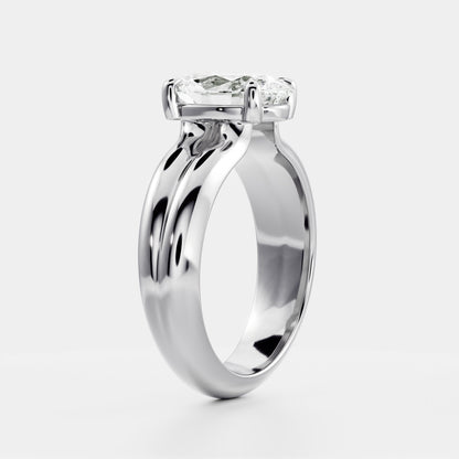 2 CT Oval: Pronged Bezel Lab Grown Diamond Engagement Ring
