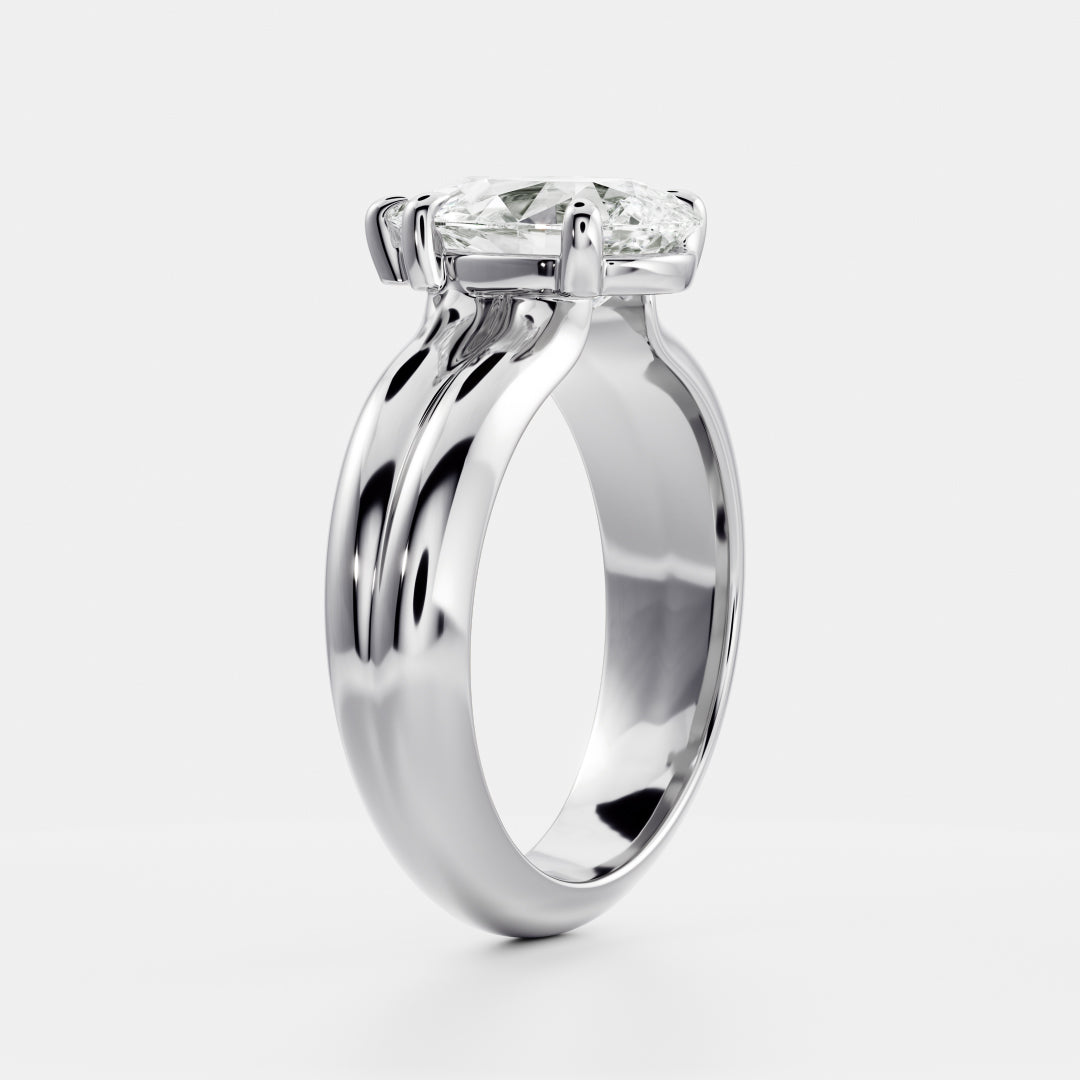 Pear: Double Band Solitaire Lab Grown Diamond
