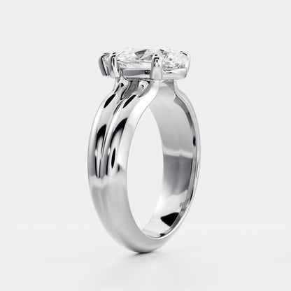 Pear: Double Band Solitaire Lab Grown Diamond