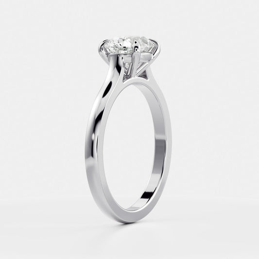 East-West Oval: Cathedral Solitaire Lab Grown Diamond Engagement Ring