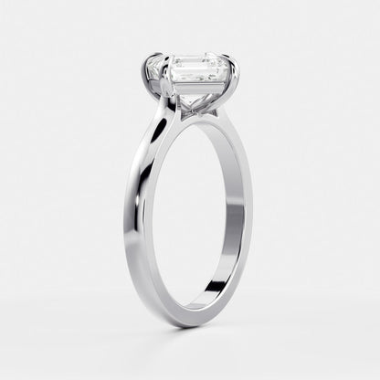 2 CT East-West Asscher: Cathedral Solitaire Lab Grown Diamond Engagement Ring