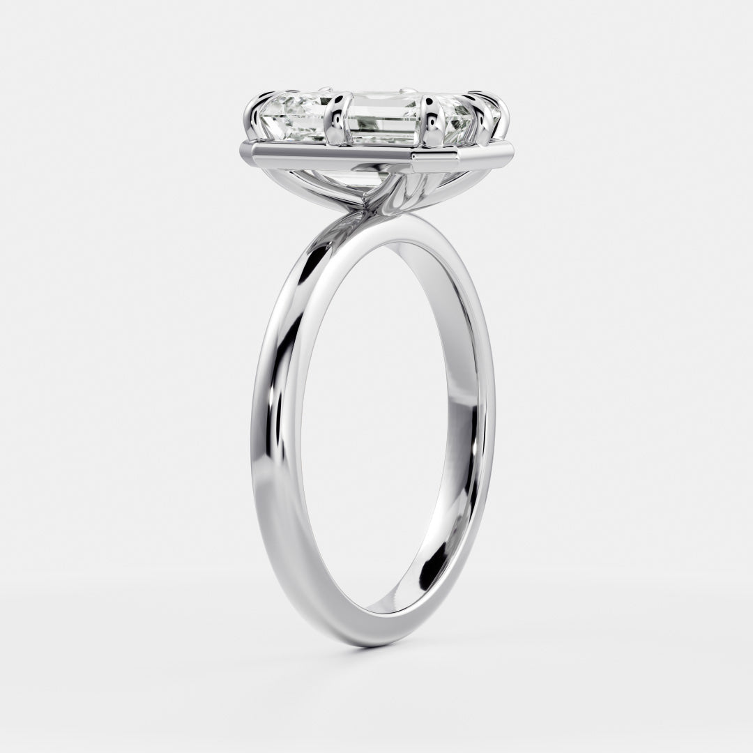 2.5 CT Emerald: Pronged Bezel Lab Grown Diamond